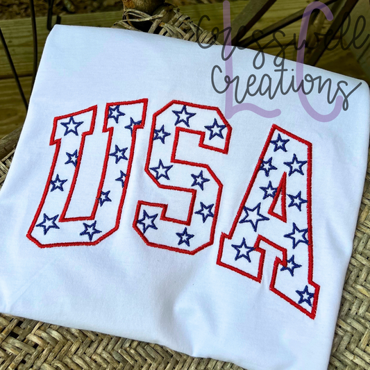 USA with Stars Outline Machine Embroidery Design