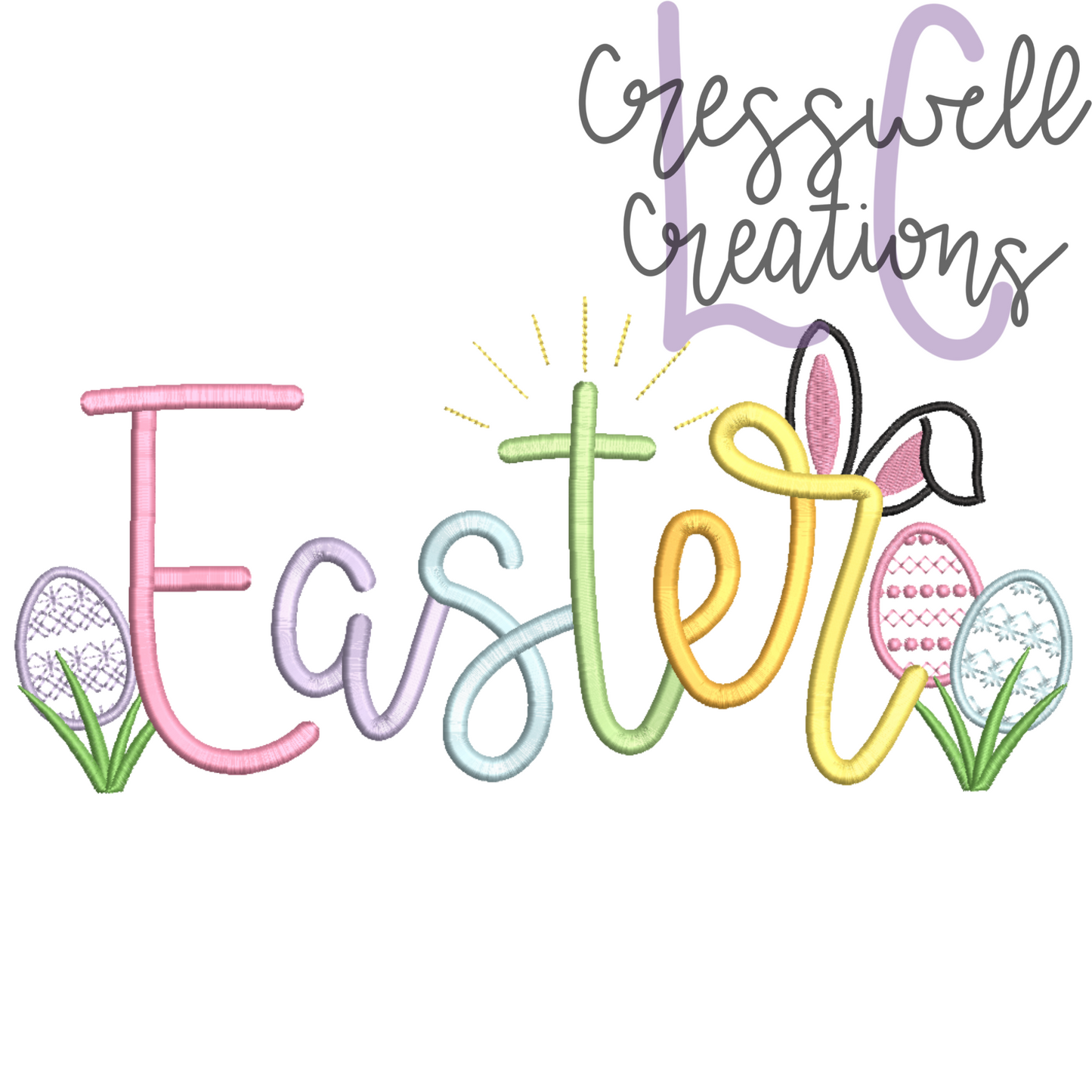 Easter Script Machine Embroidery Design