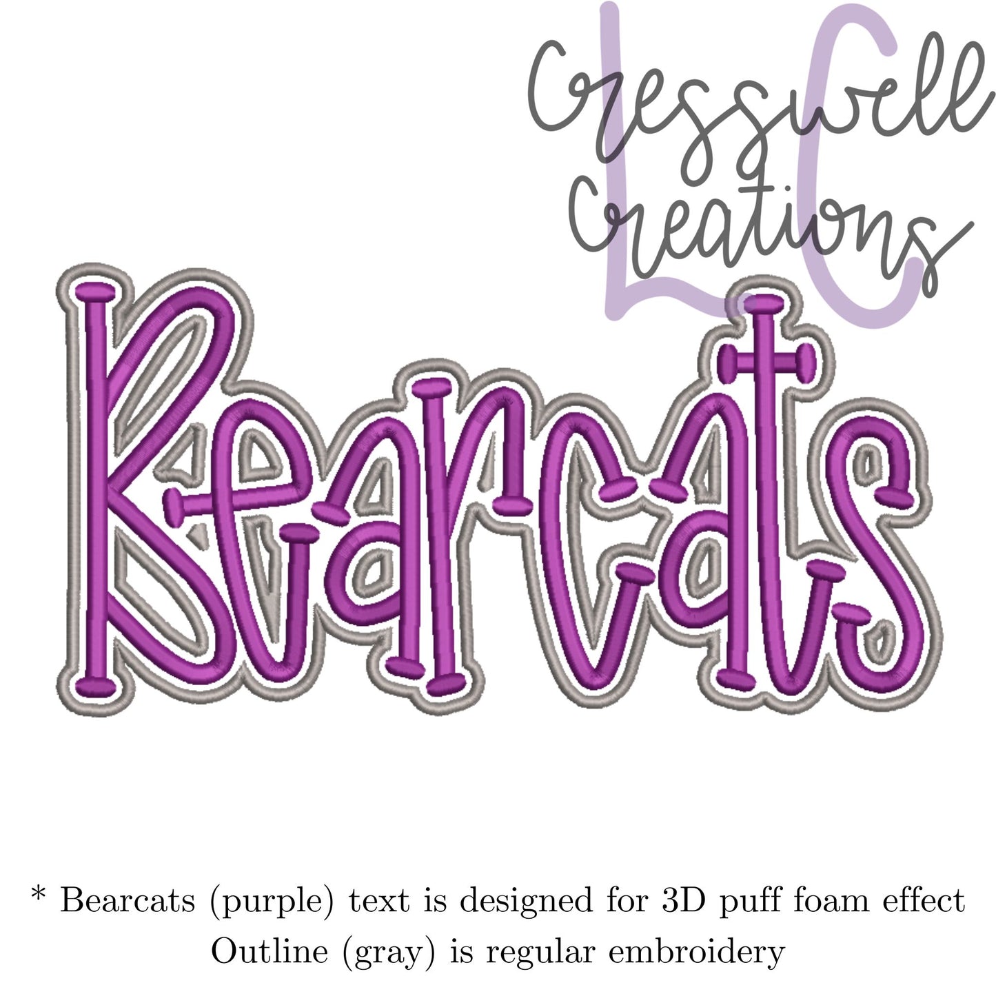 Bearcats 3D Puff Machine Embroidery Design