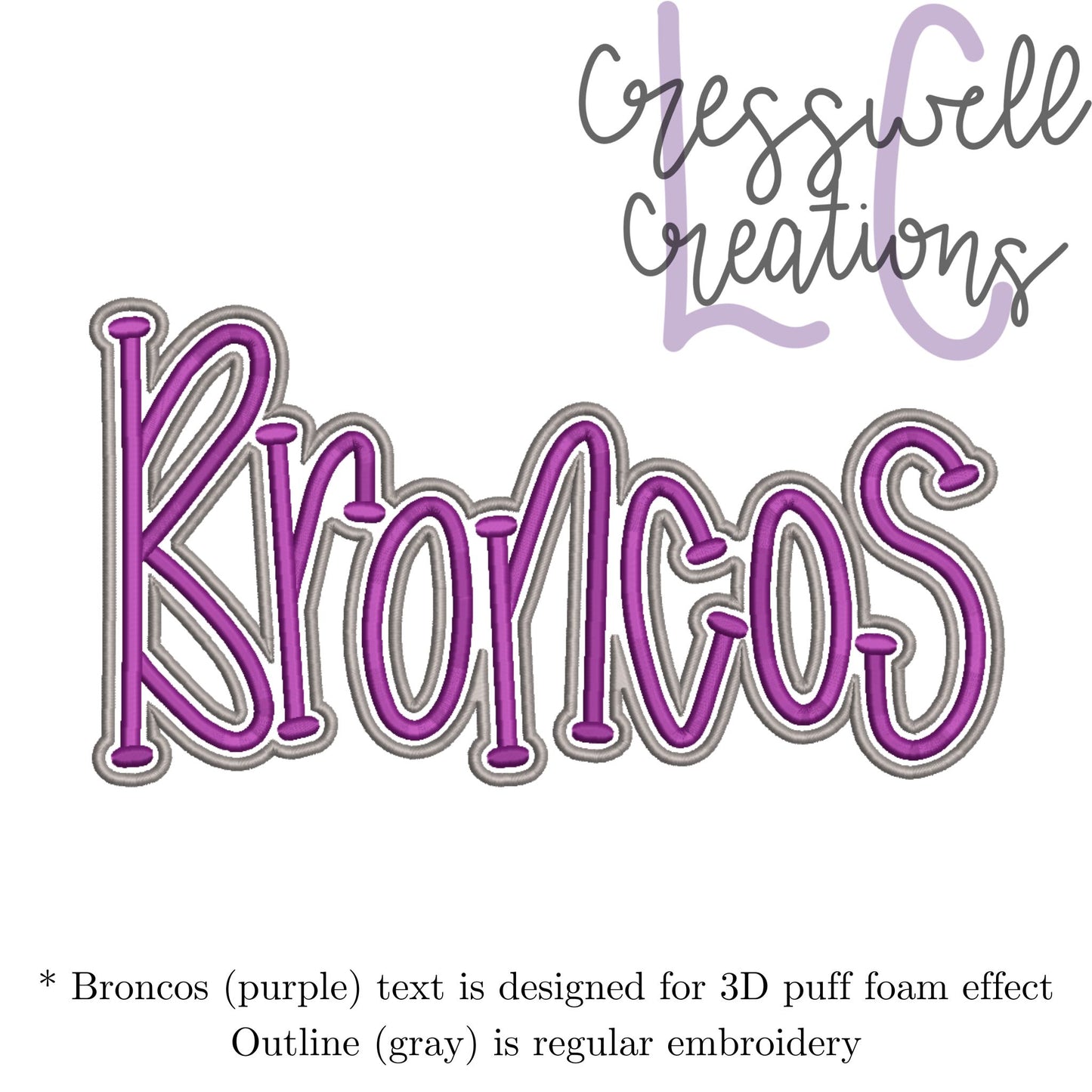 Broncos 3D Puff Machine Embroidery Design