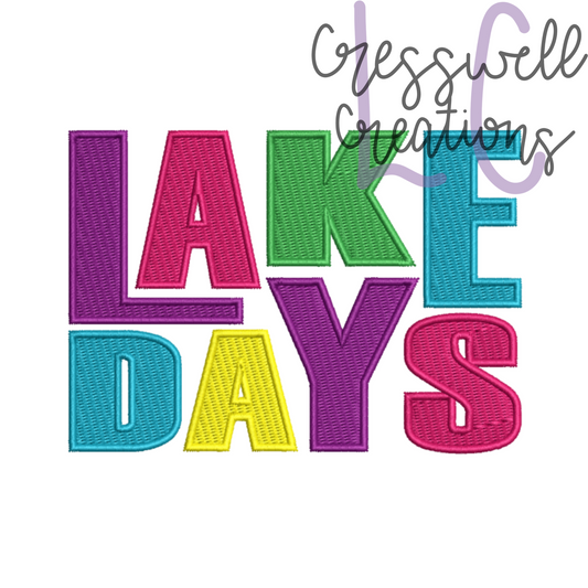 Lake Days Machine Embroidery Design