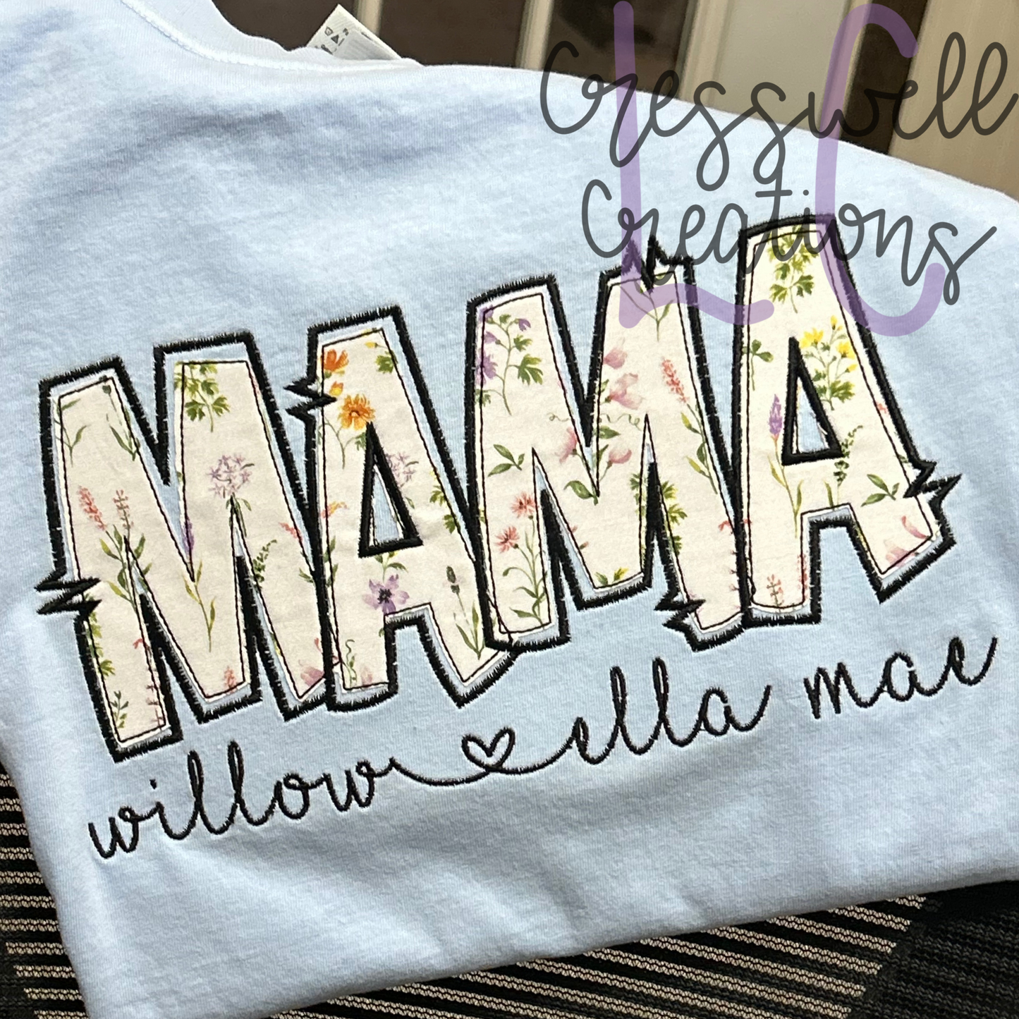 Mama Bean Stitch Applique with Satin Detailing Machine Embroidery Design