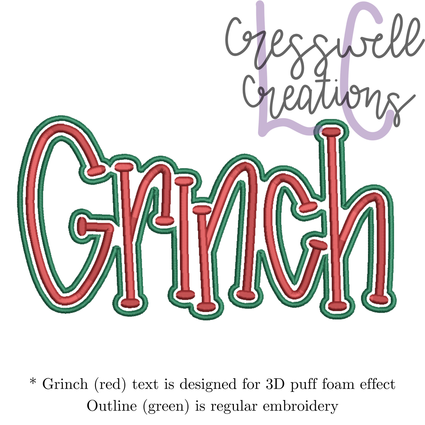 Grinch 3D Puff Machine Embroidery Design