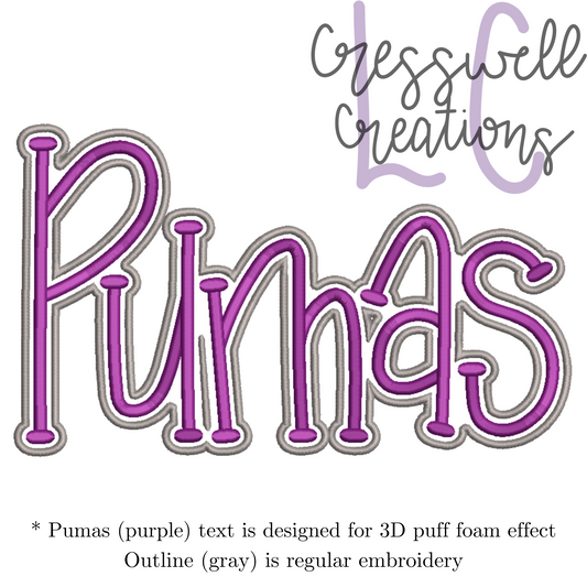 Pumas Puff Machine Embroidery Design