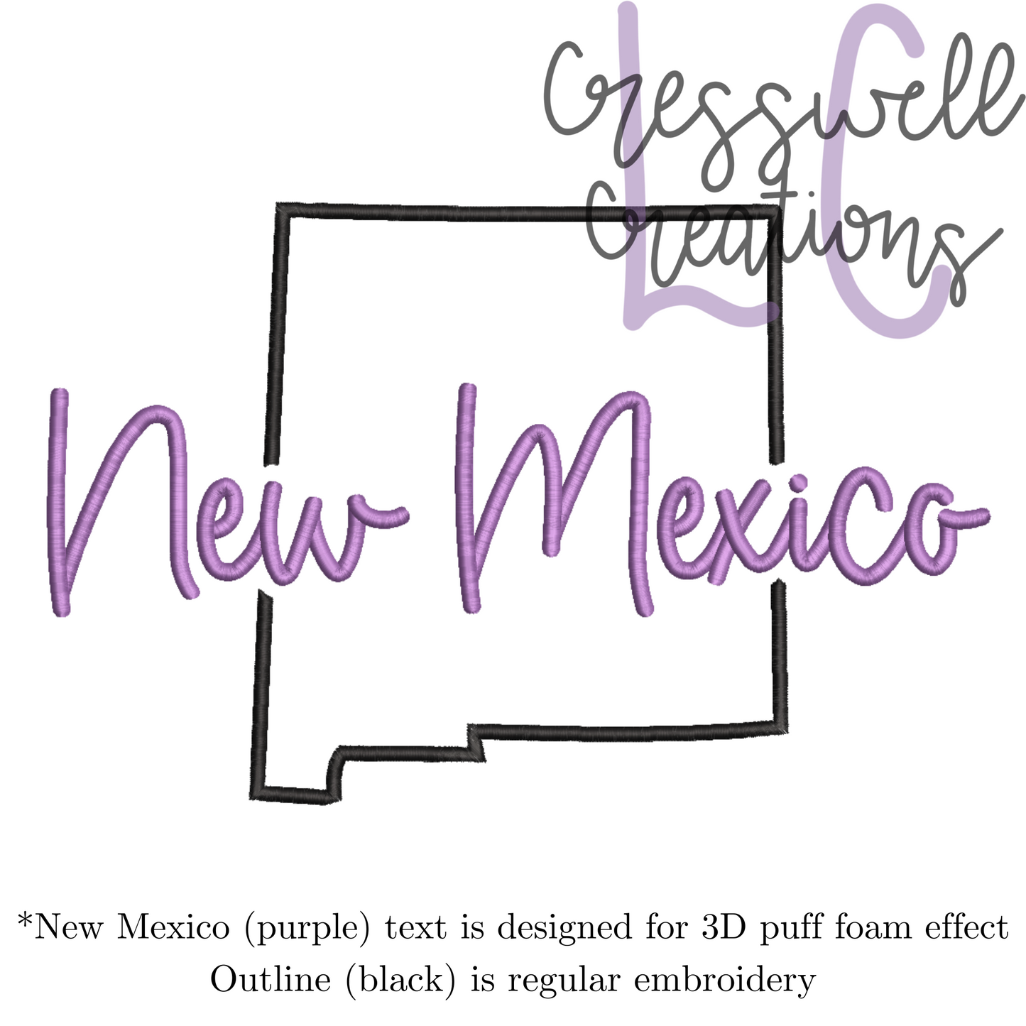New Mexico State 3D Puff Machine Embroidery Design