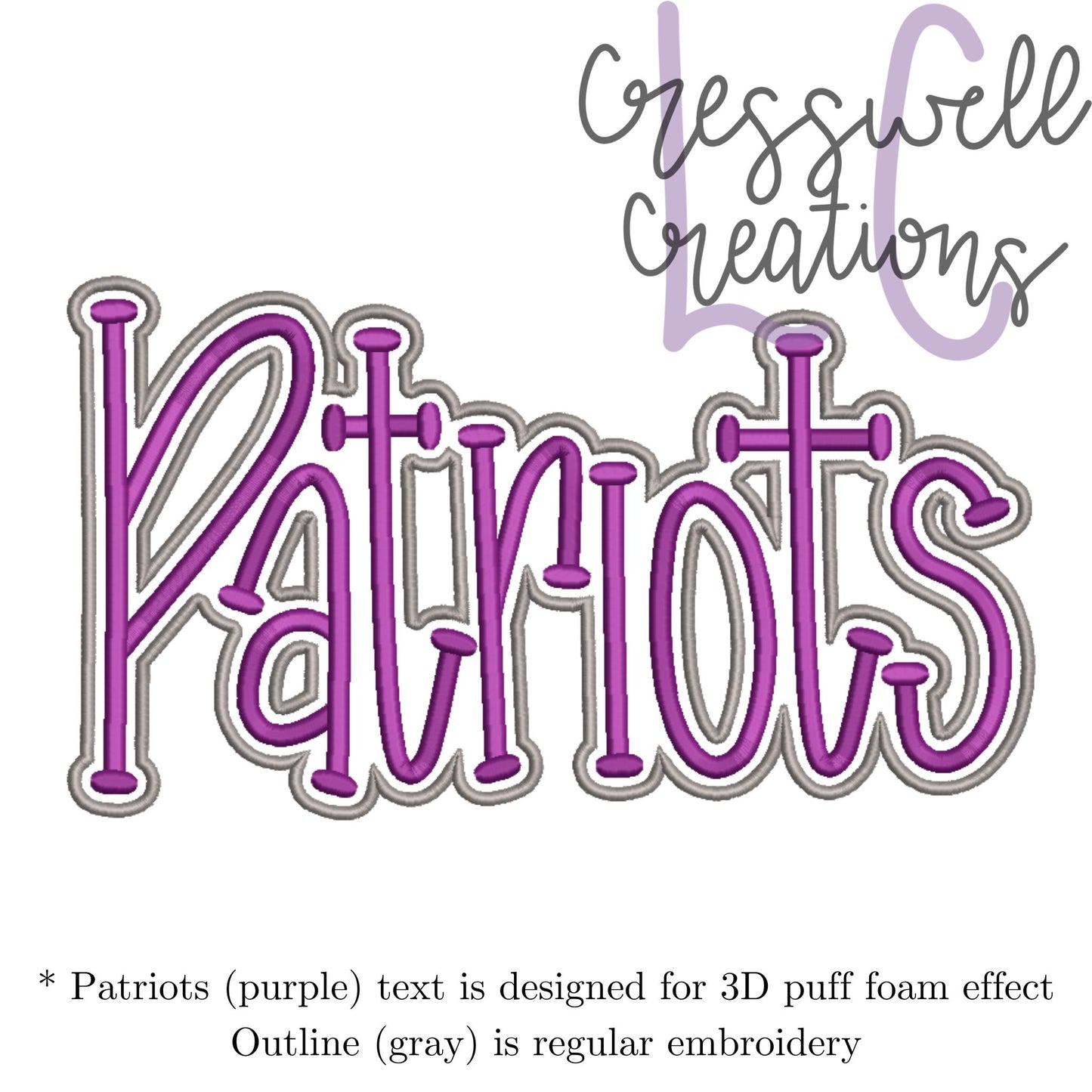 Patriots 3D Puff Machine Embroidery Design