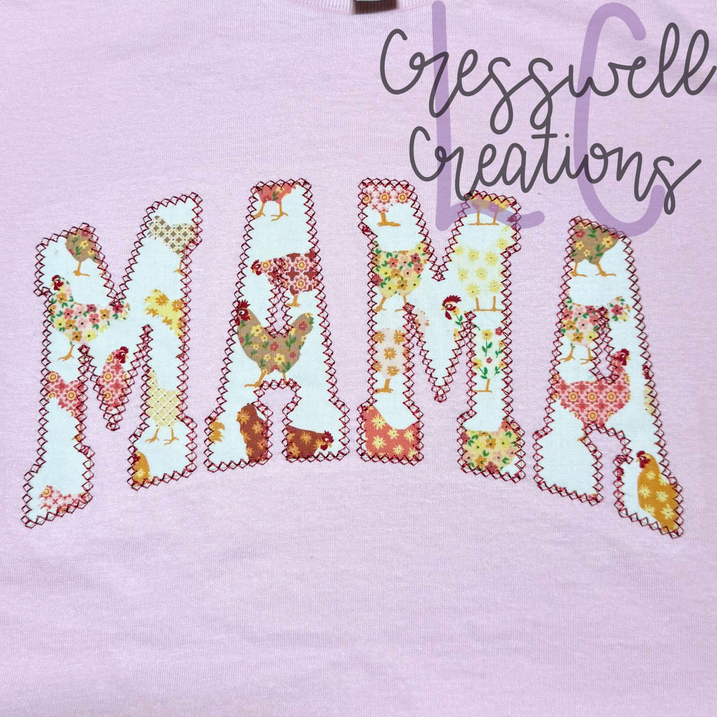 Mama Varsity Curved Diamond Stitch Applique Embroidery Design