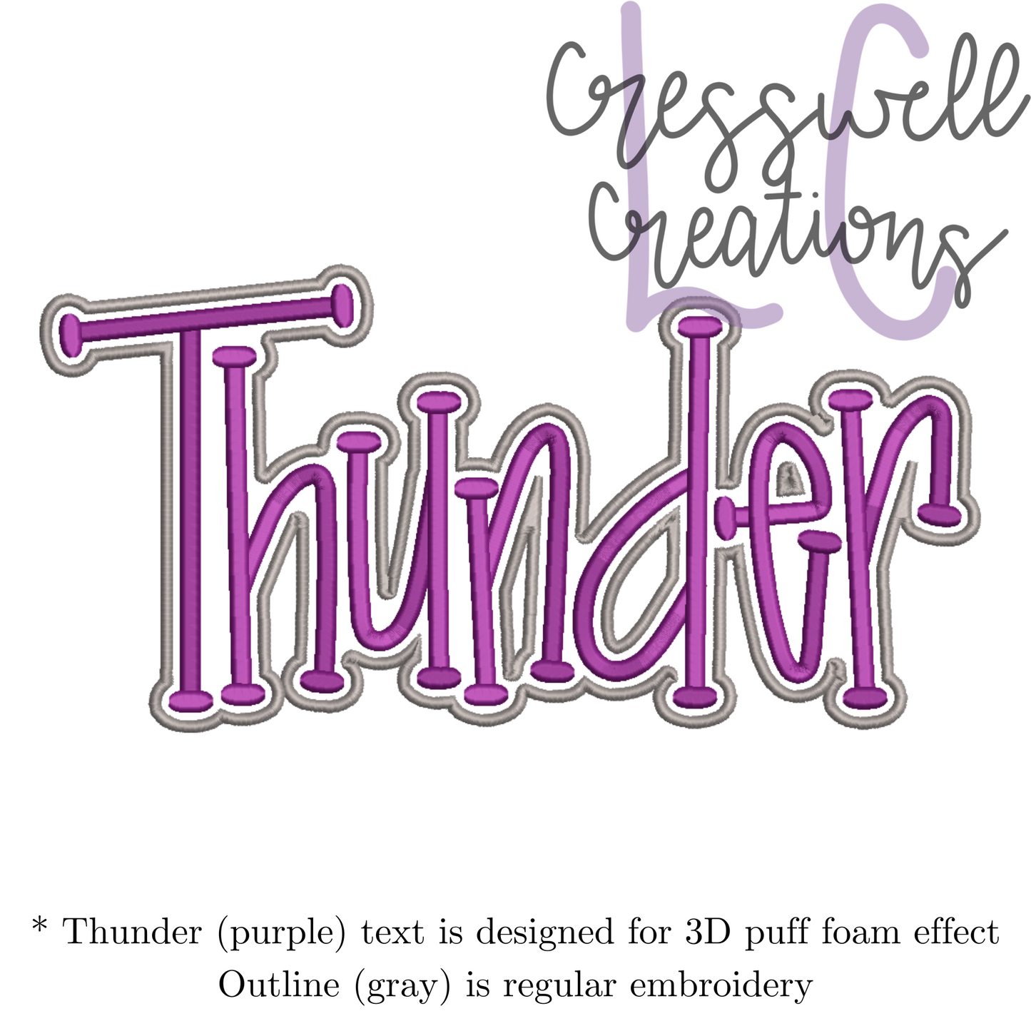 Thunder 3D Puff Machine Embroidery Design