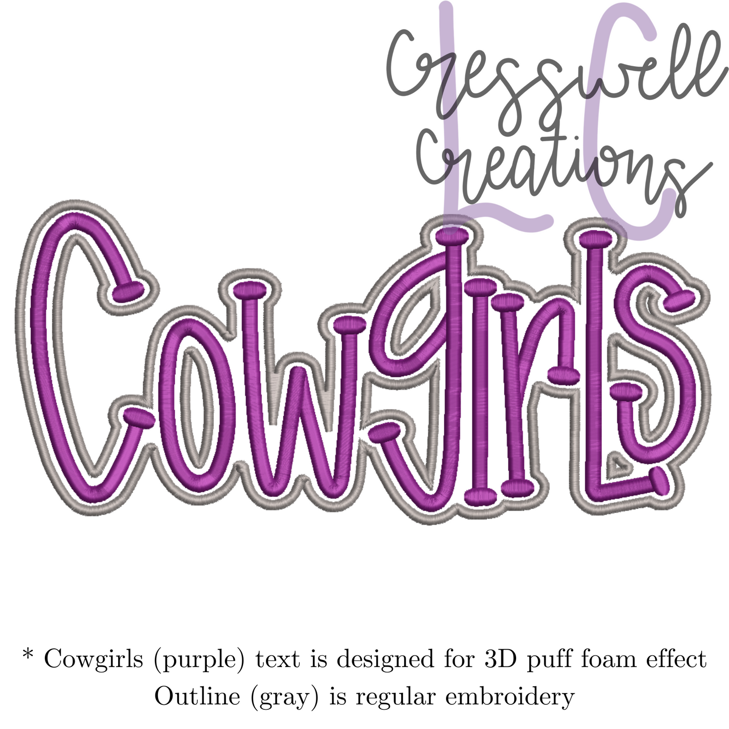 Cowgirls 3D Puff Machine Embroidery Design