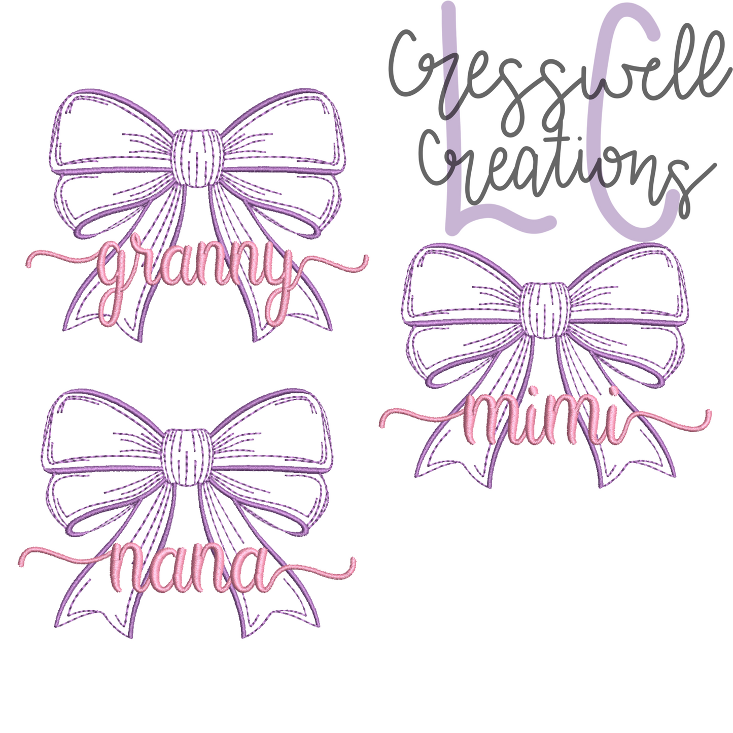 Mothers Bow Sketch Machine Embroidery Design Bundle