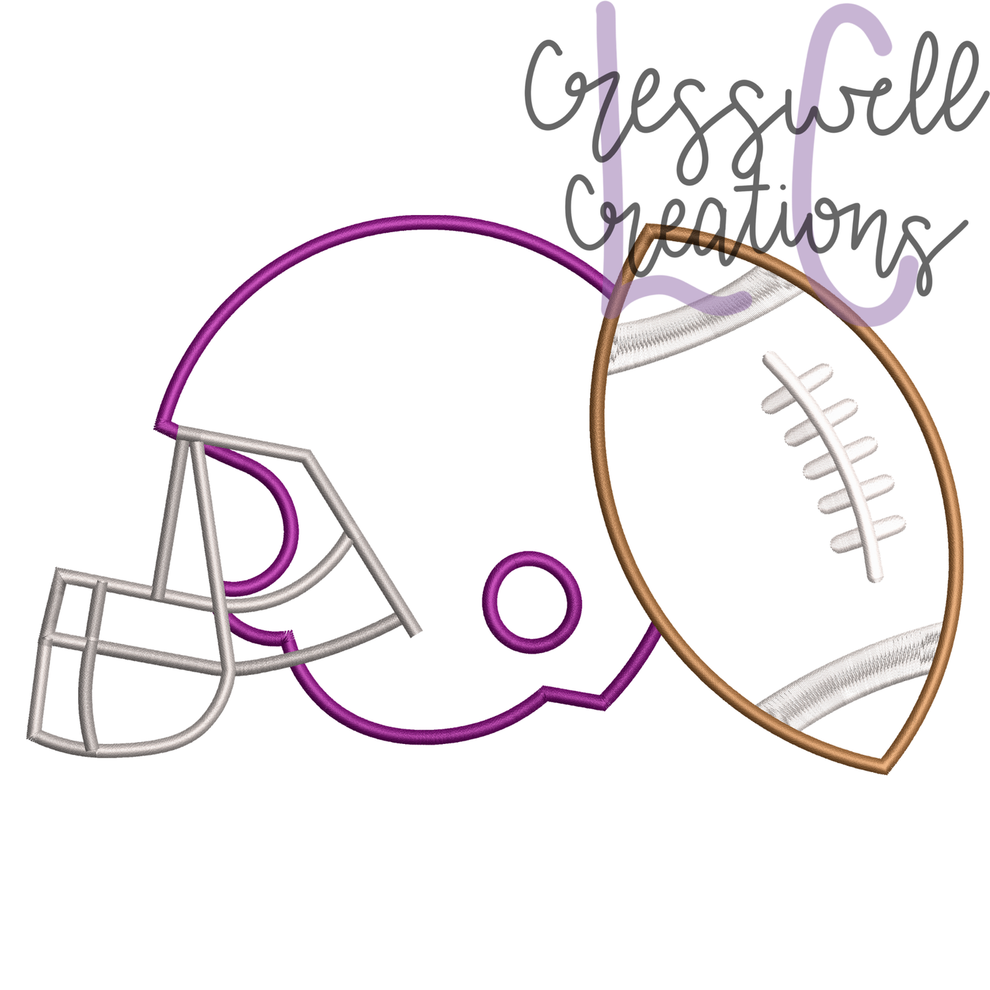 Football and Helmet Satin Stitch Applique Machine Embroidery Design
