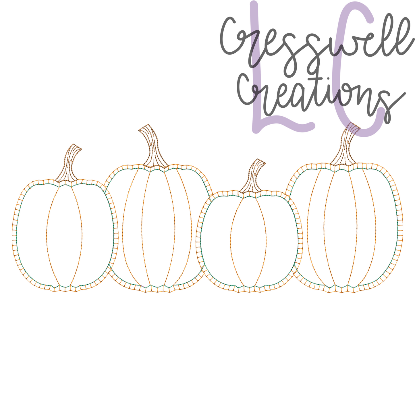 Pumpkins Bean Stitch Double Applique Embroidery Design