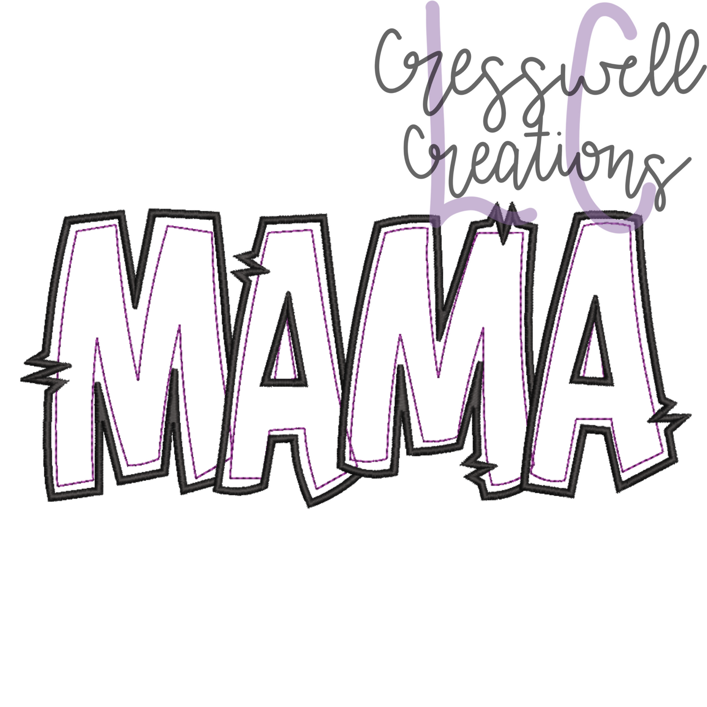 Mama Bean Stitch Applique with Satin Detailing Machine Embroidery Design