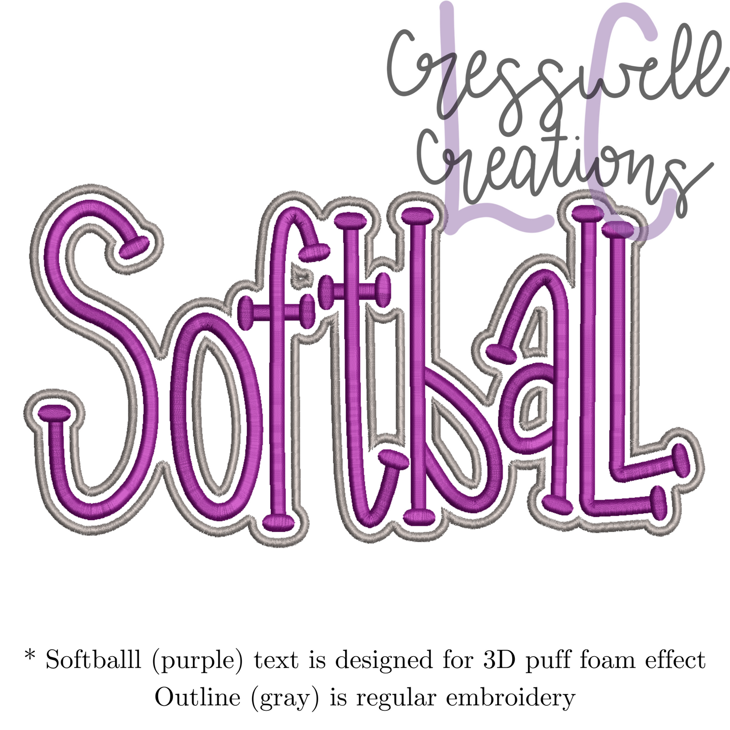 Softball 3D Puff Machine Embroidery Design
