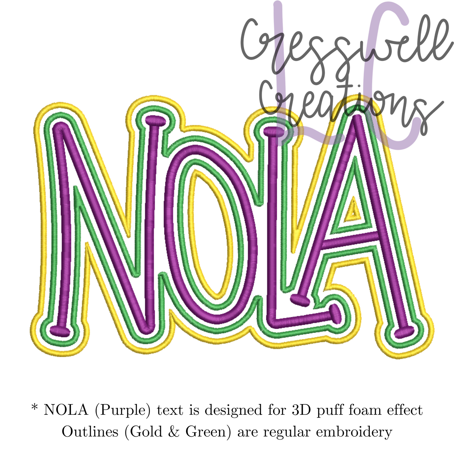 NOLA 3D Puff Machine Embroidery Design