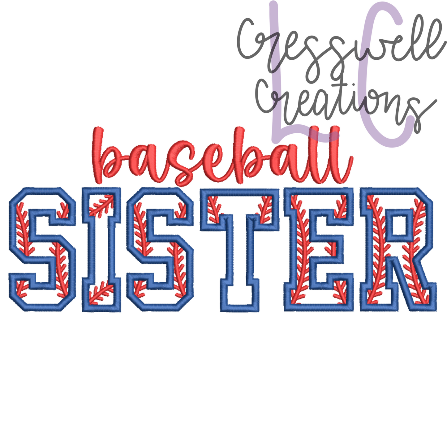 Baseball Sister Applique Machine Embroidery Design // Includes Laces Design for Sleeves