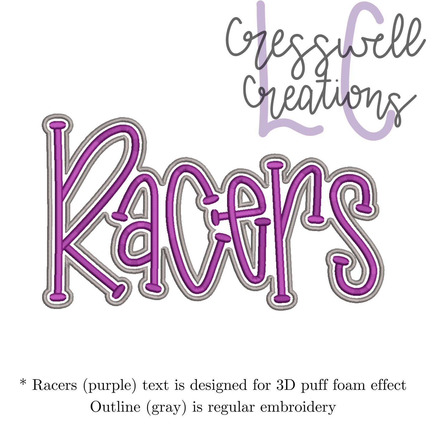 Racers 3D Puff Machine Embroidery Design