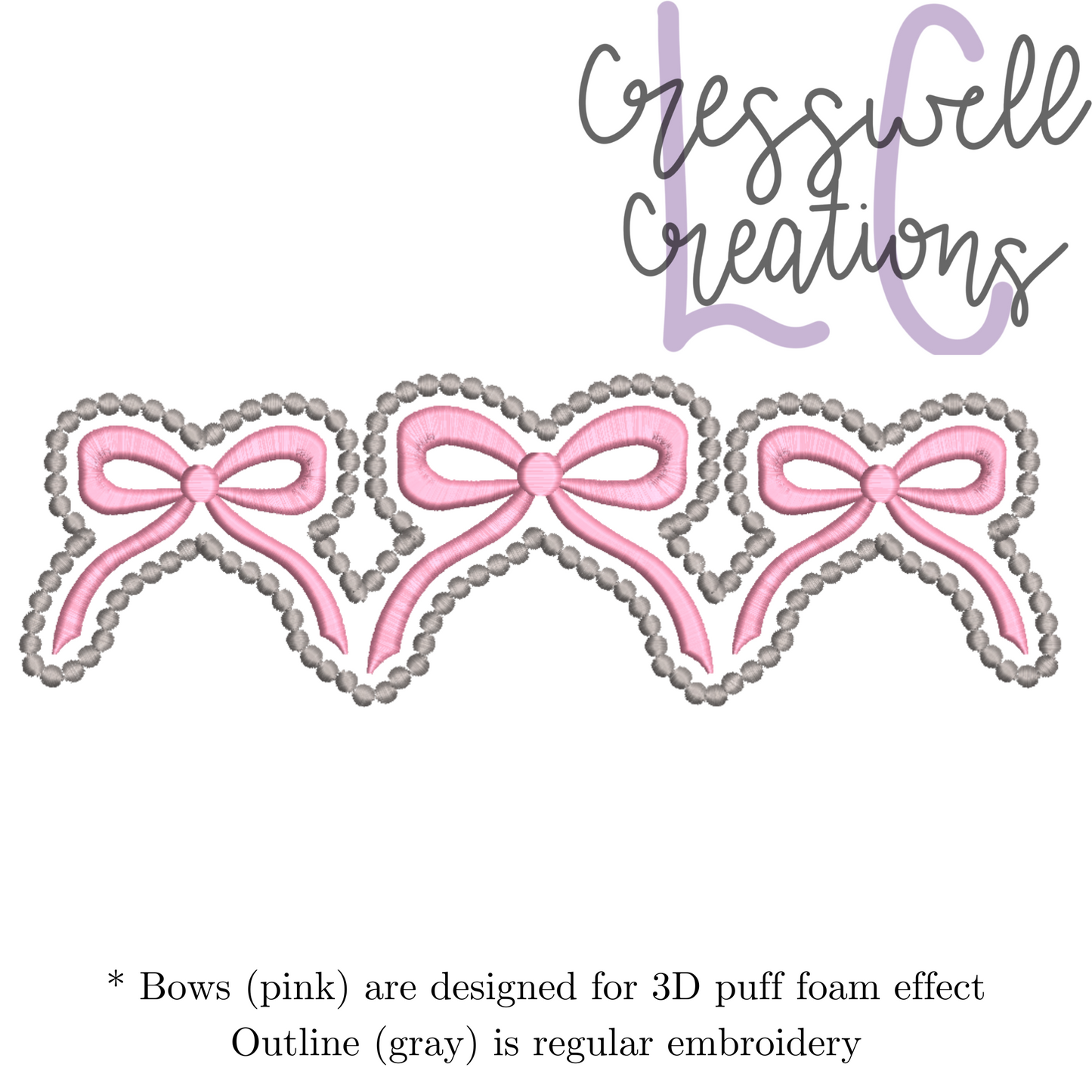 Bows 3D Puff Machine Embroidery Design