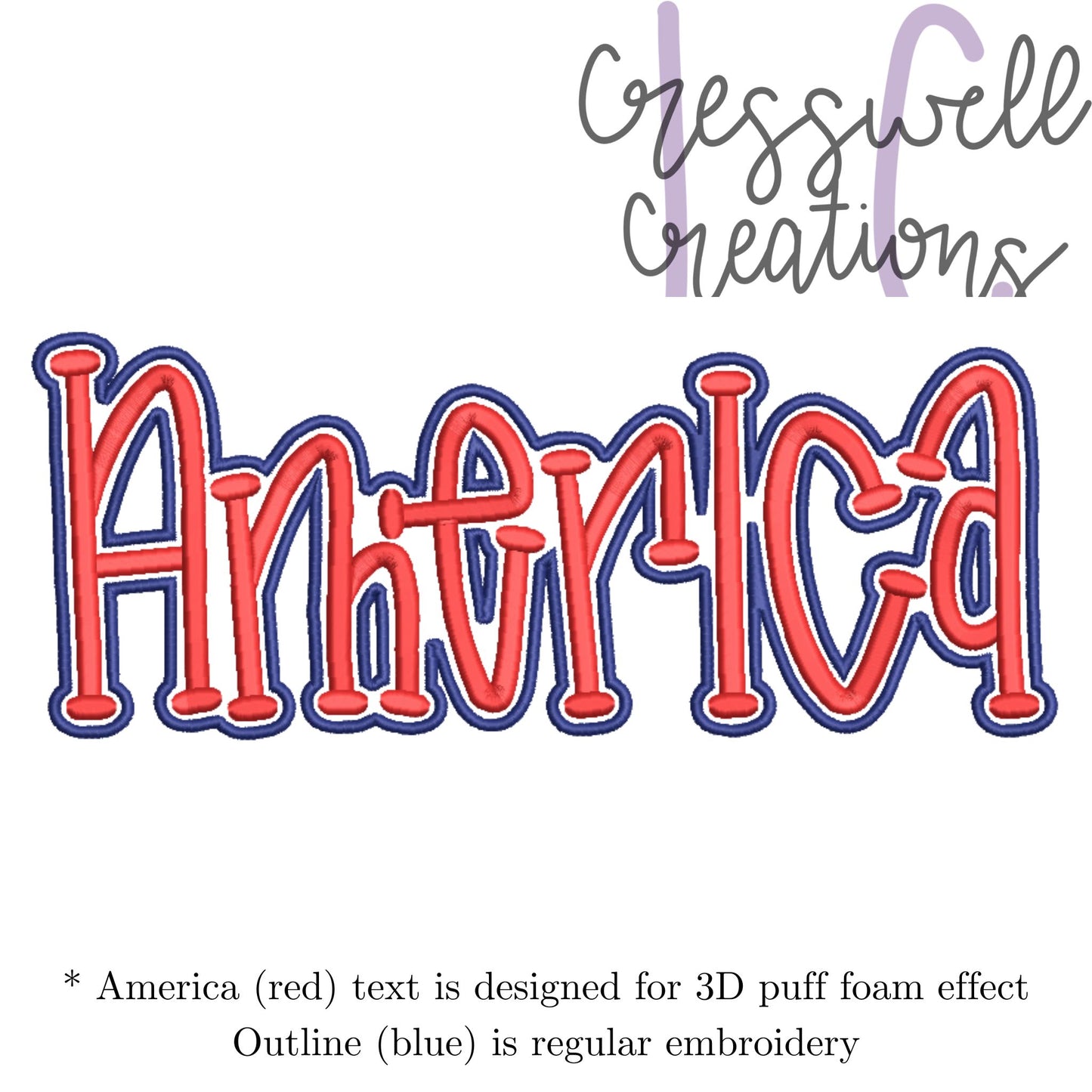 America 3D Puff Machine Embroidery Design