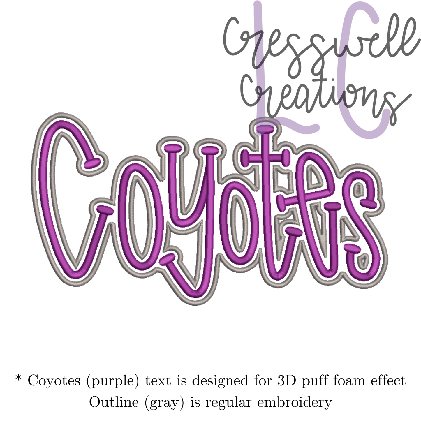 Coyotes 3D Puff Machine Embroidery Design
