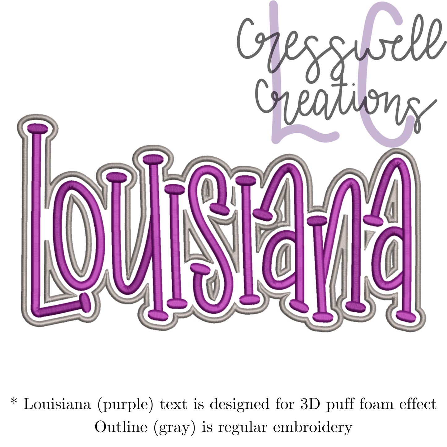 Louisiana 3D Puff Machine Embroidery Design