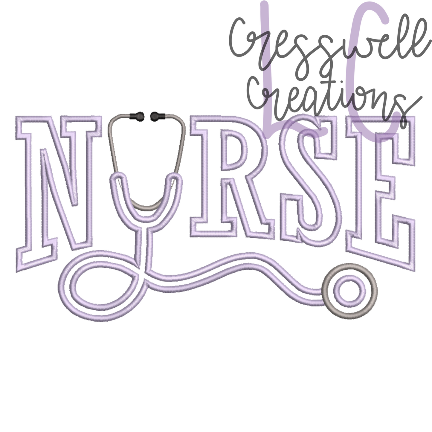 Nurse with Stethoscope Satin Stitch Applique