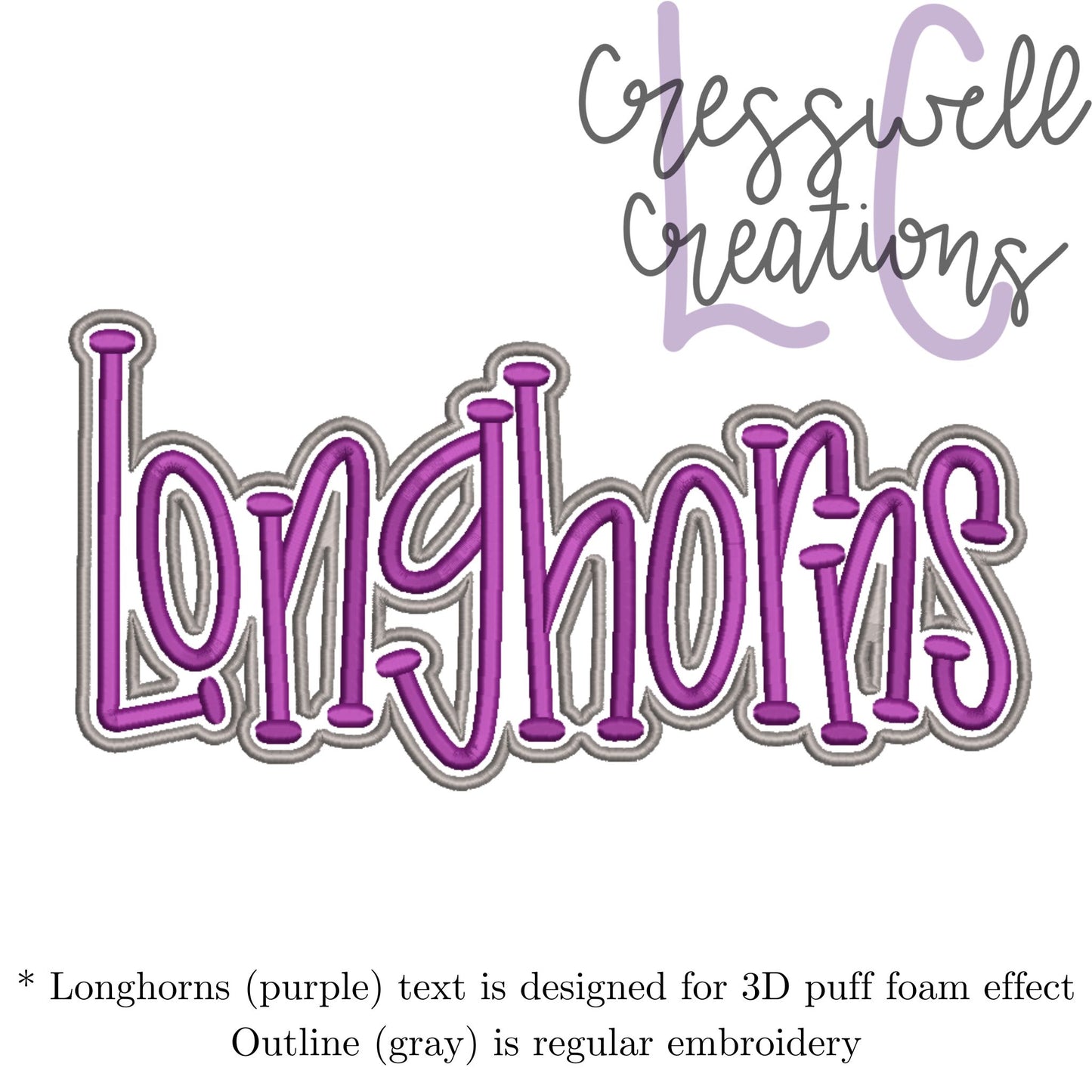 Longhorns 3D Puff Machine Embroidery Design
