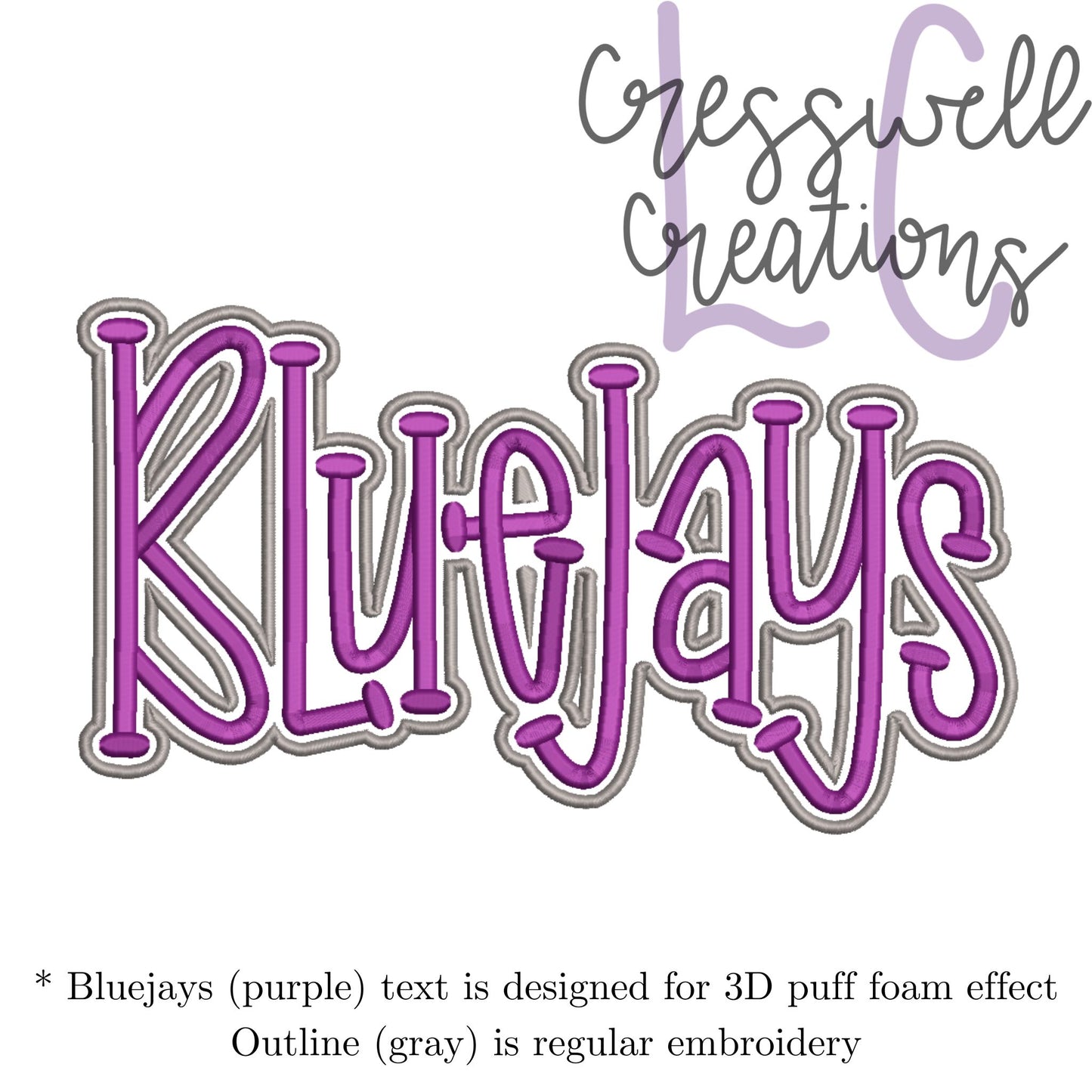 Bluejays 3D Puff Machine Embroidery Design