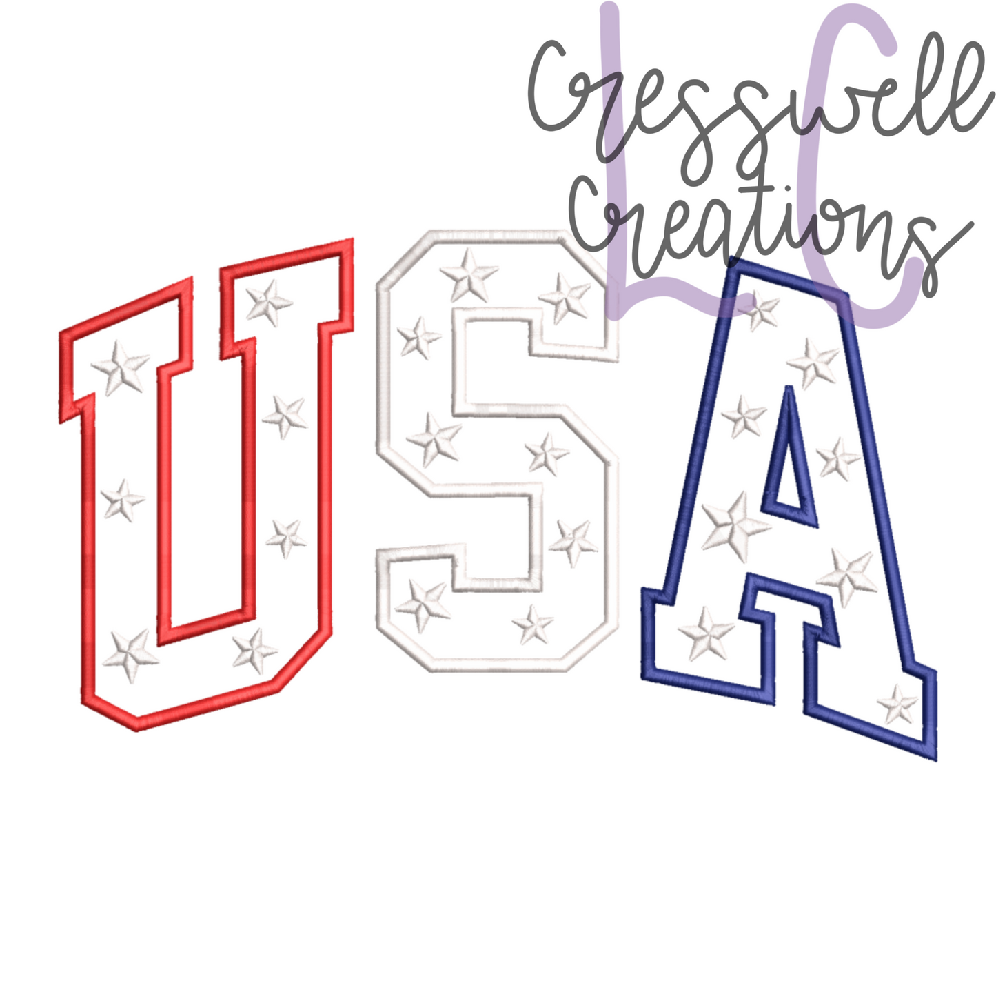 USA Outline with Stars Machine Embroidery Design