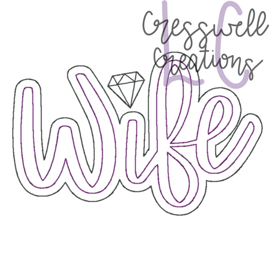 Wife Bean Stitch Double Applique Embroidery Design