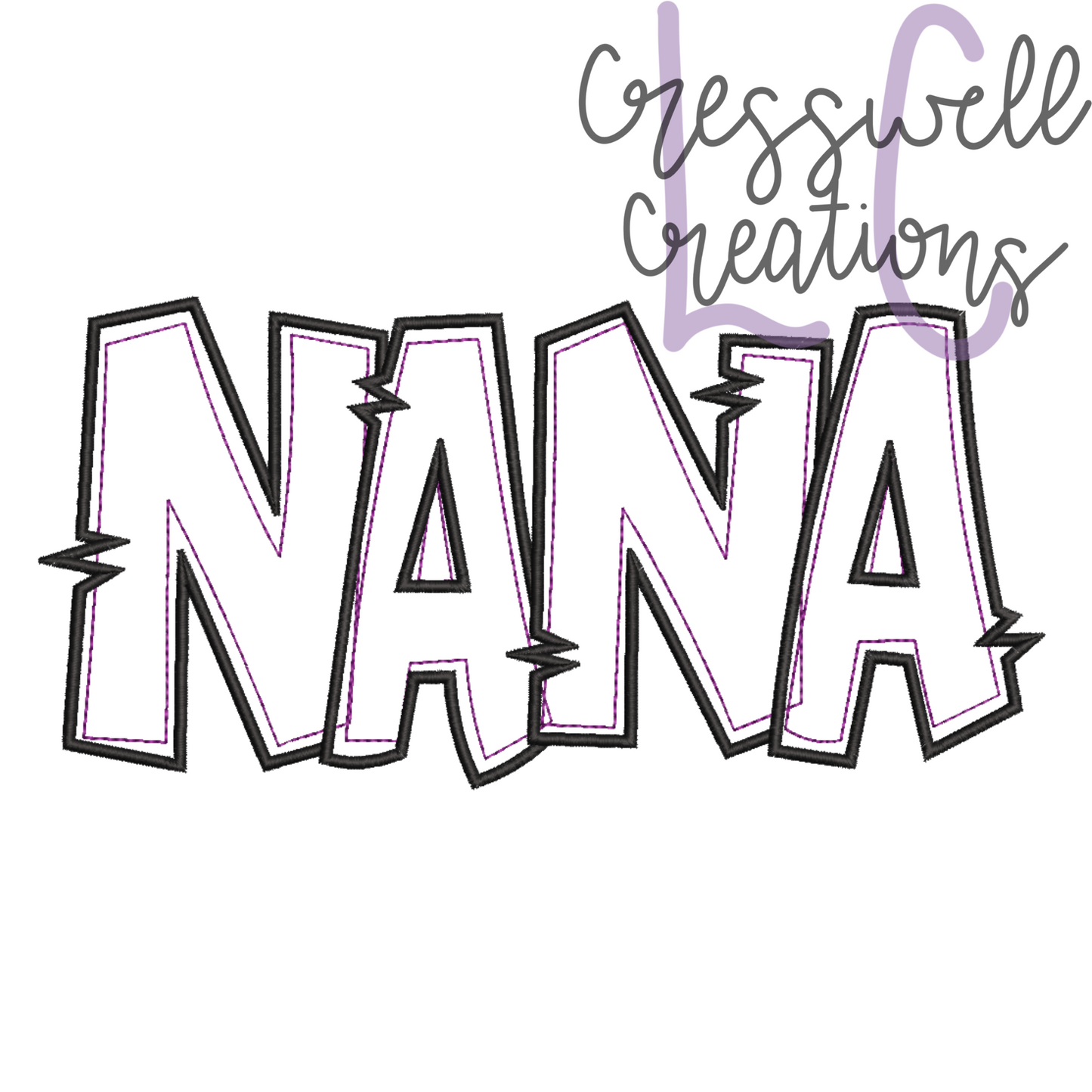 Nana Bean Stitch Applique with Satin Detailing Machine Embroidery Design