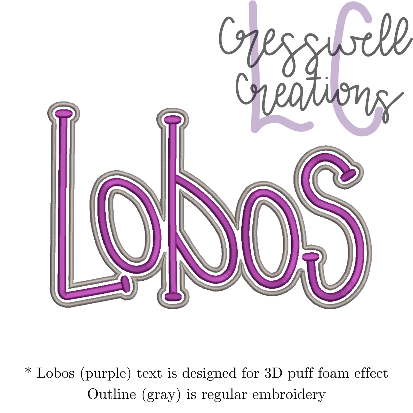 Lobos 3D Puff Machine Embroidery Design
