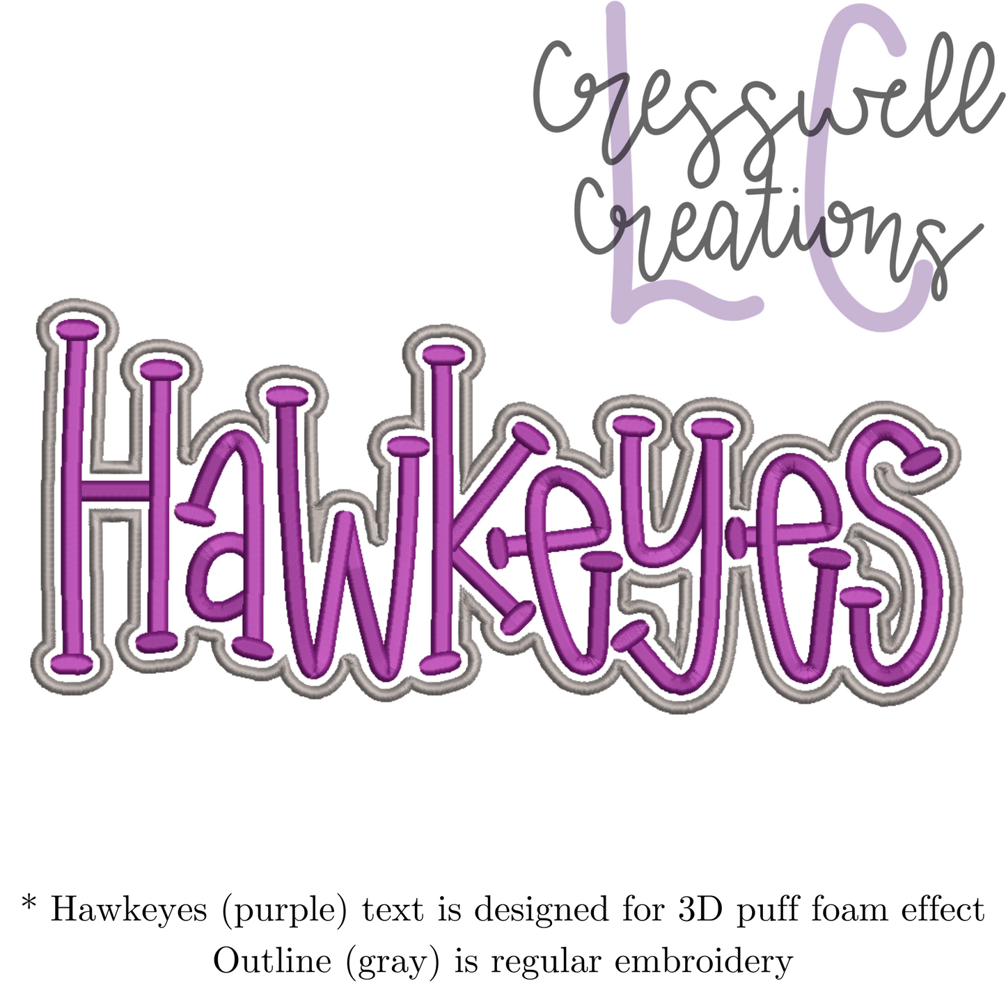 Hawkeyes 3D Puff Machine Embroidery Design