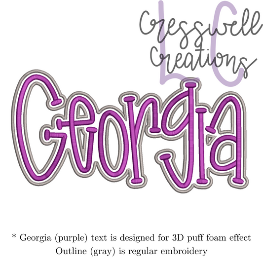 Georgia 3D Puff  Machine Embroidery Design