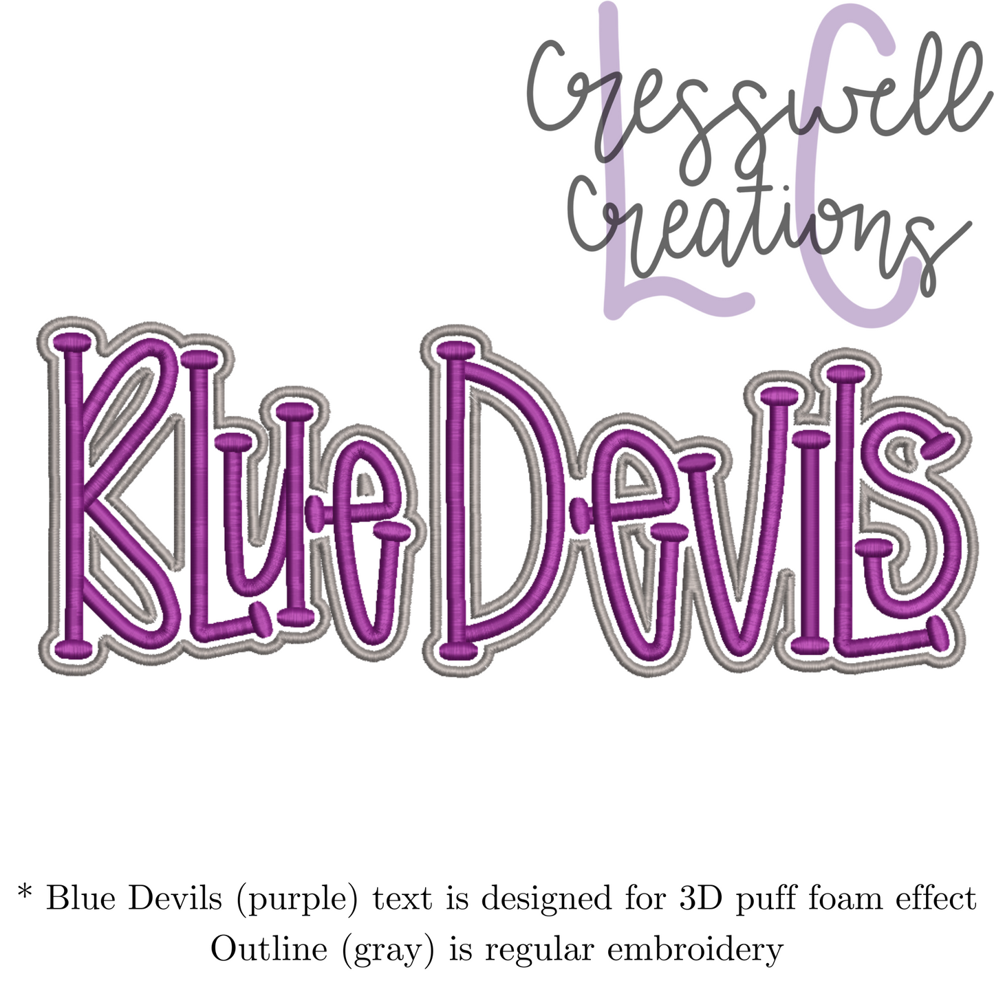 Blue Devils 3D Puff Machine Embroidery Design