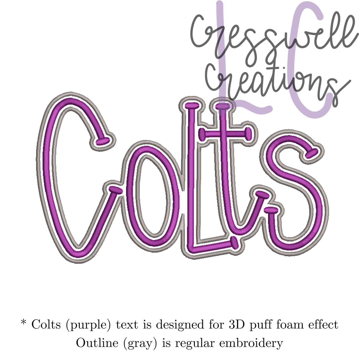 Colts 3D Puff Machine Embroidery Design
