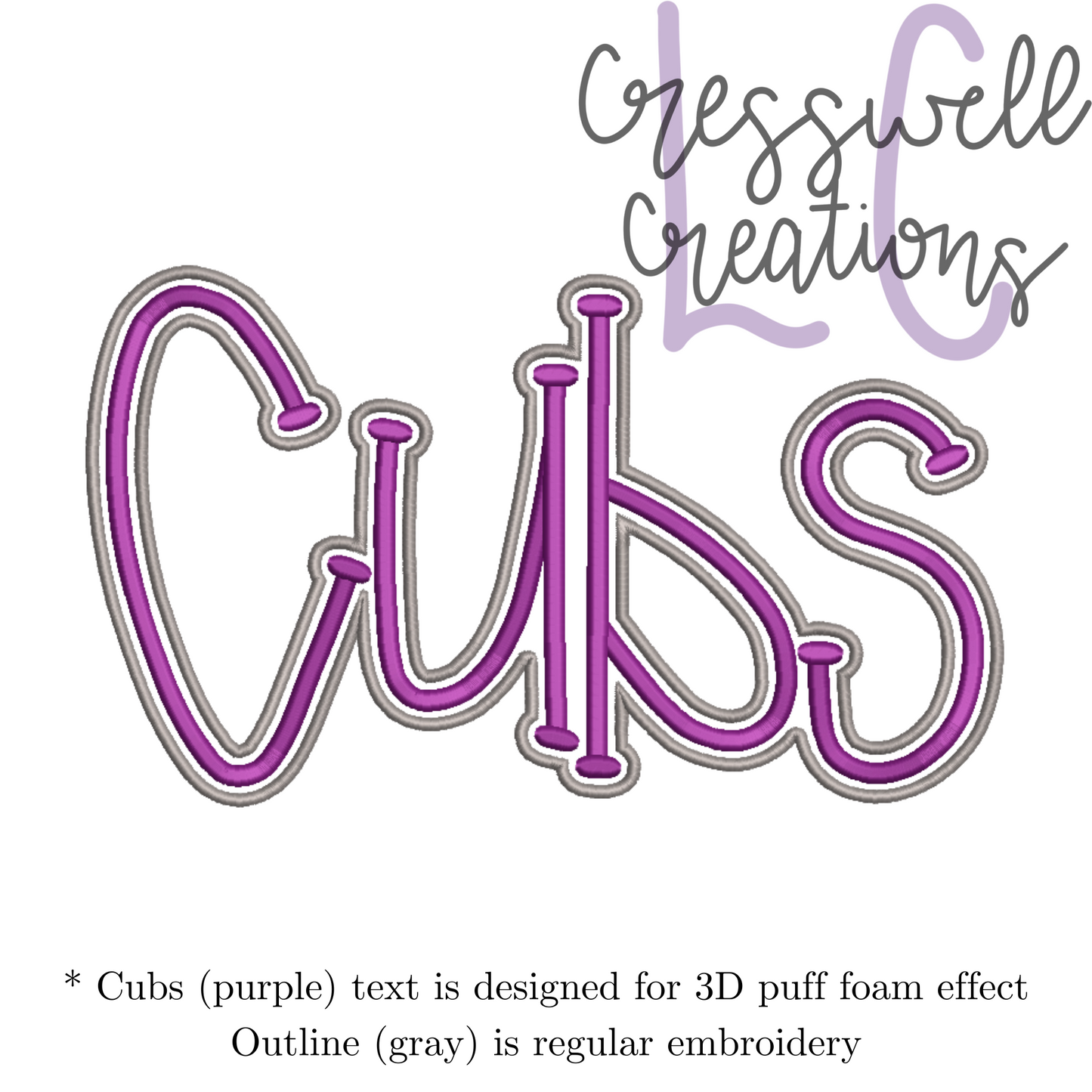 Cubs 3D Puff Machine Embroidery Design