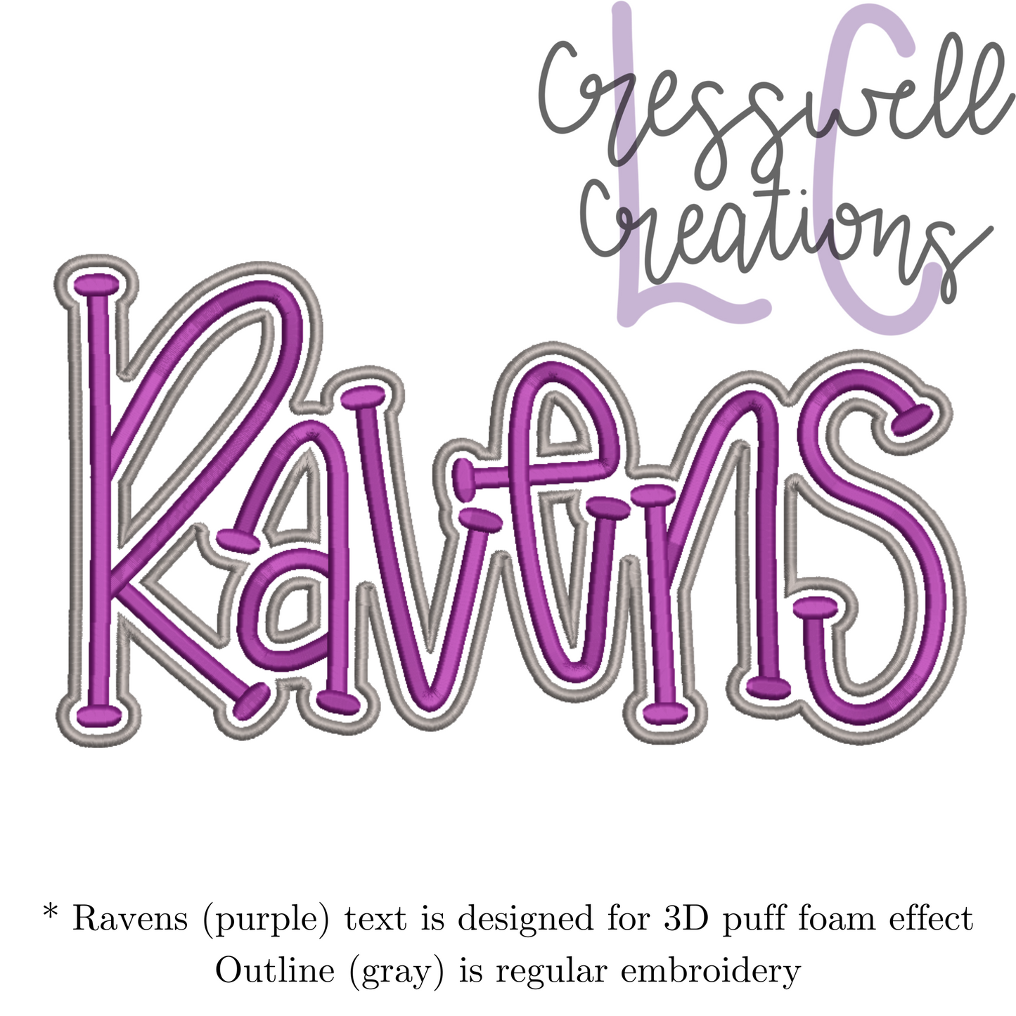 Ravens 3D Puff Machine Embroidery Design