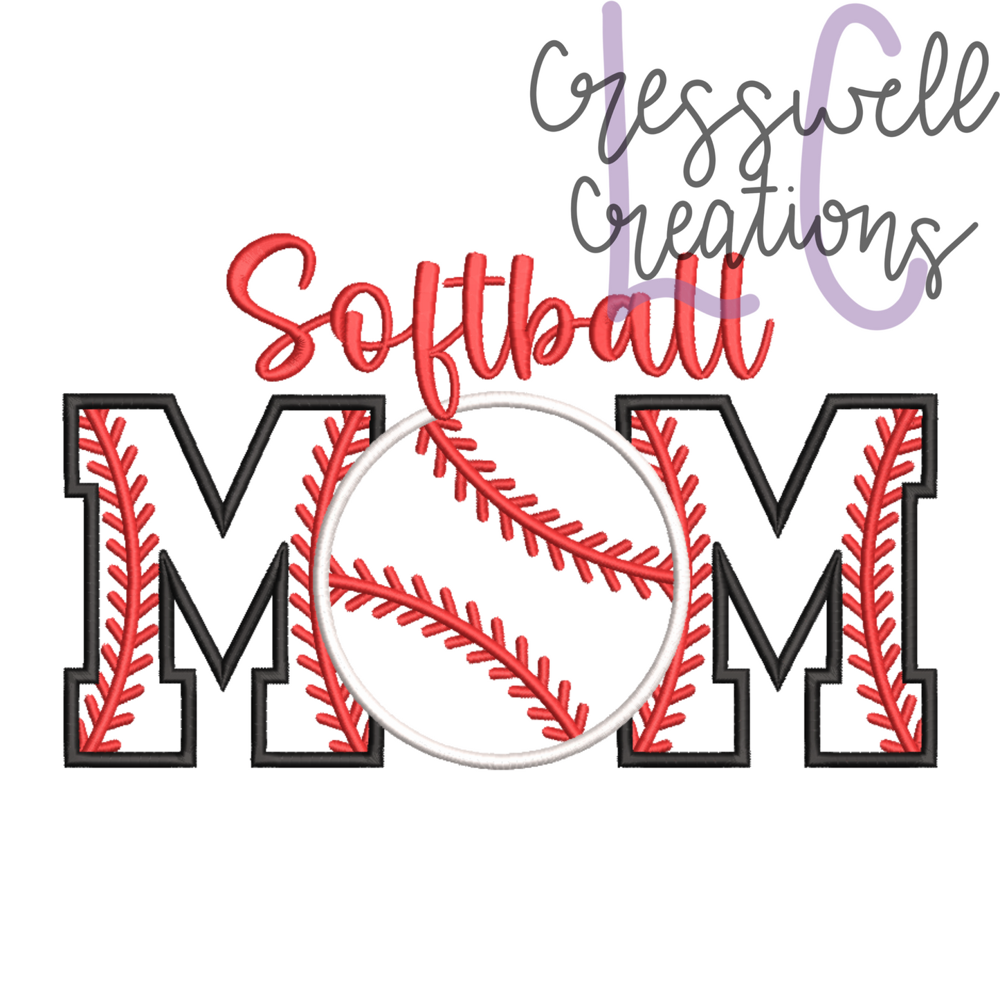 Softball Mom Applique Machine Embroidery Design // Includes Laces Design for Sleeves