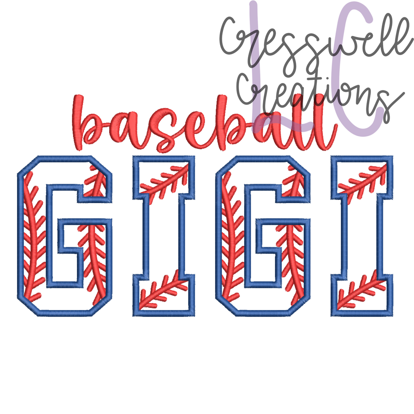 Baseball GIGI Applique Machine Embroidery Design // Includes Laces Design for Sleeves