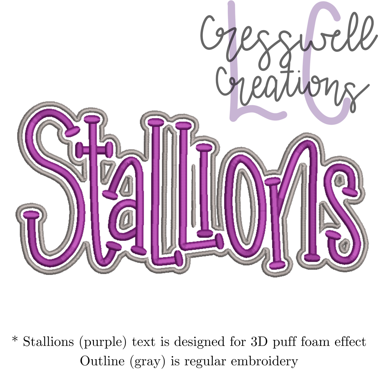 Stallions 3D Puff Machine Embroidery Design