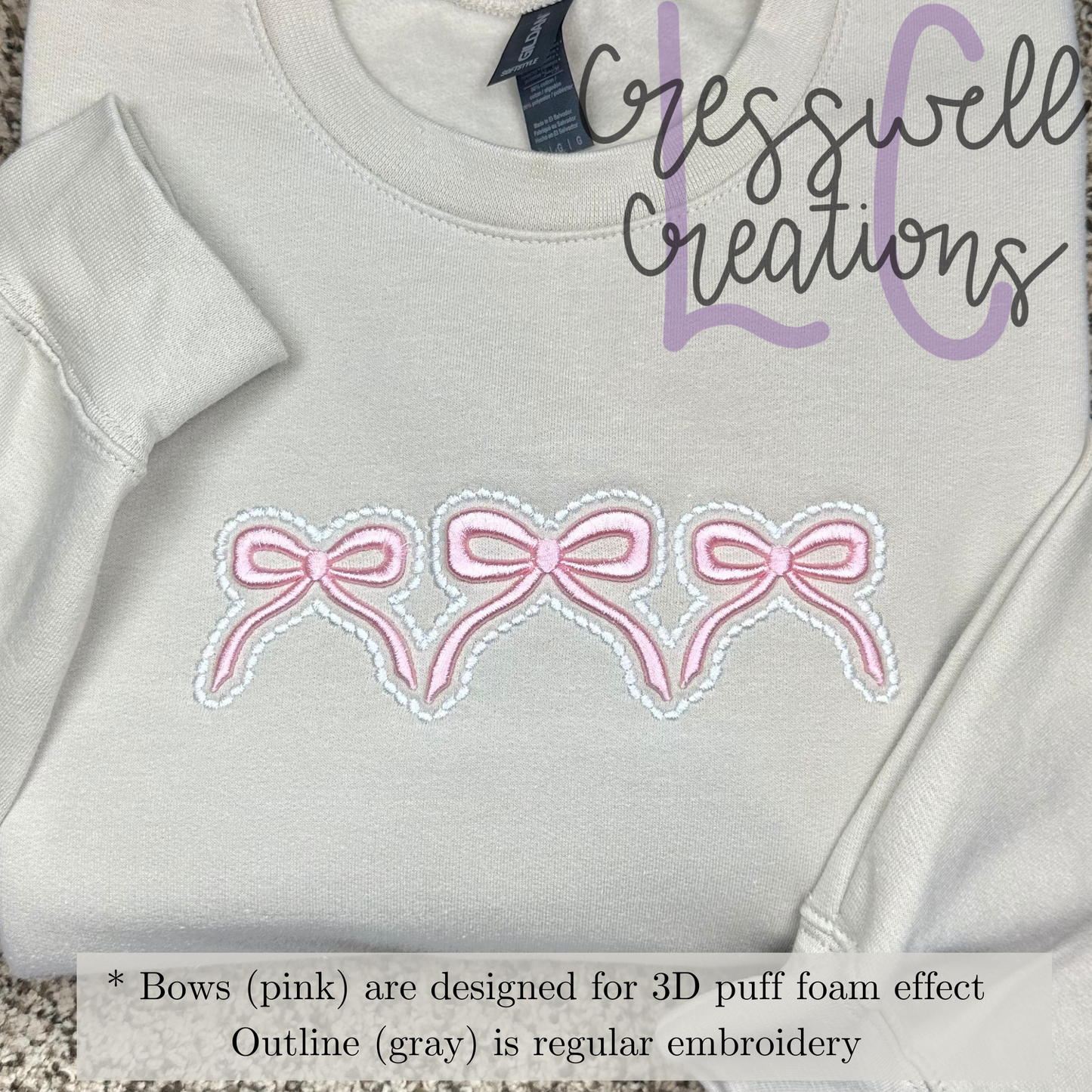 Bows 3D Puff Machine Embroidery Design