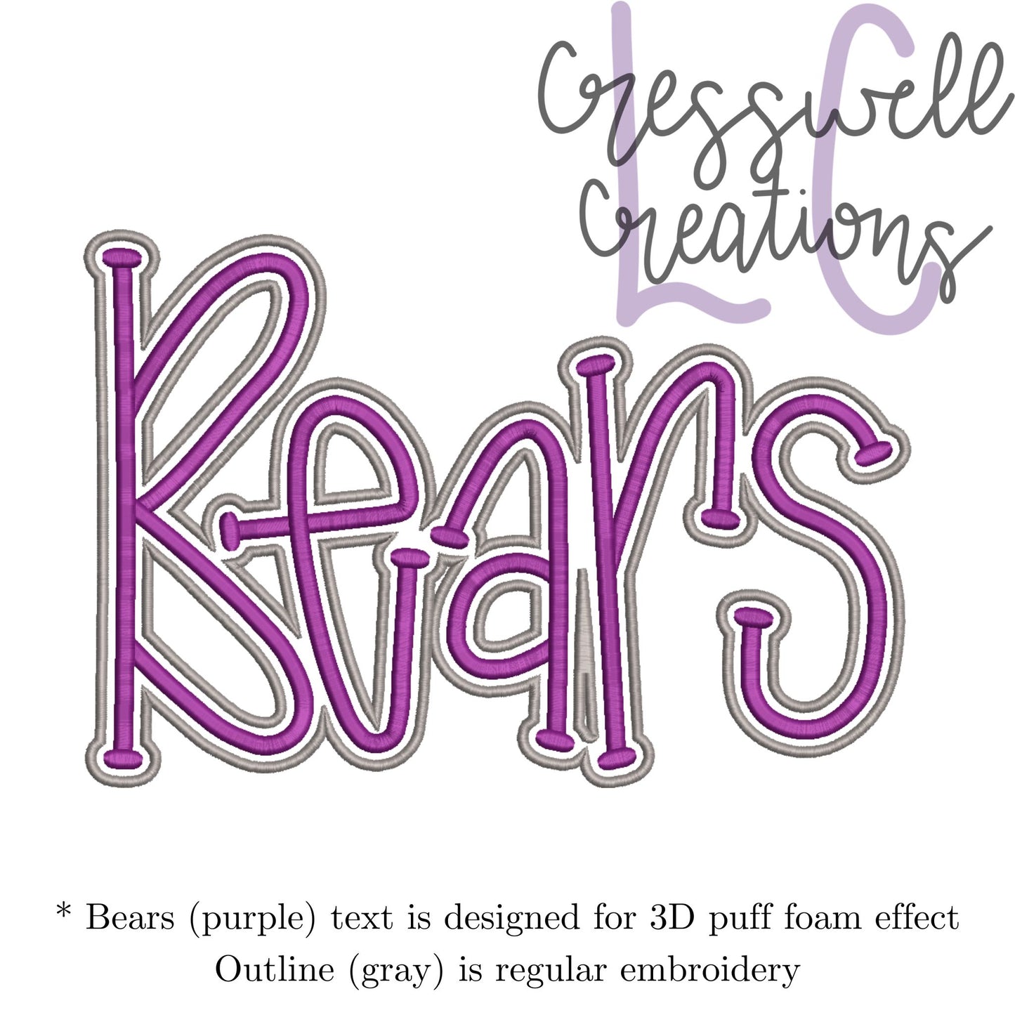 Bears 3D Puff Machine Embroidery Design