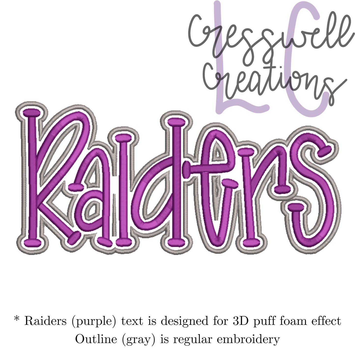 Raiders 3D Puff Machine Embroidery Design
