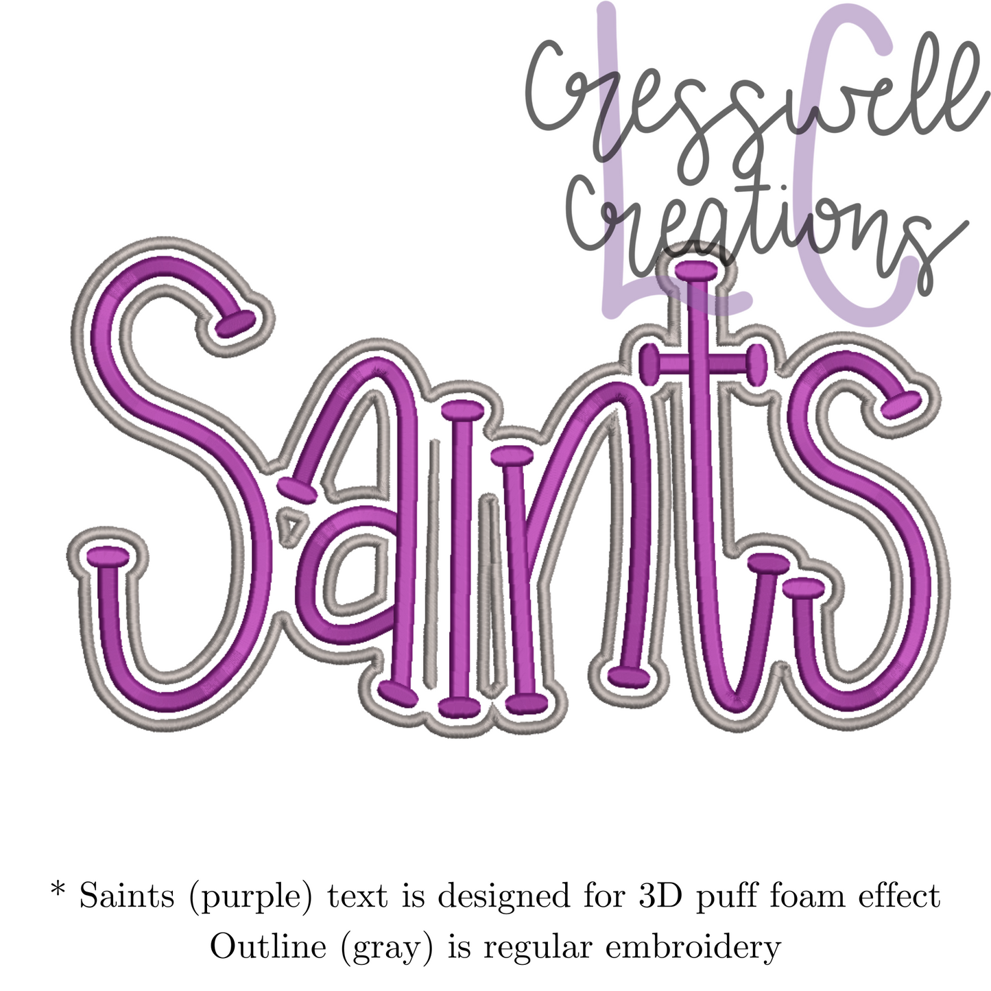 Saints 3D Puff Machine Embroidery Design