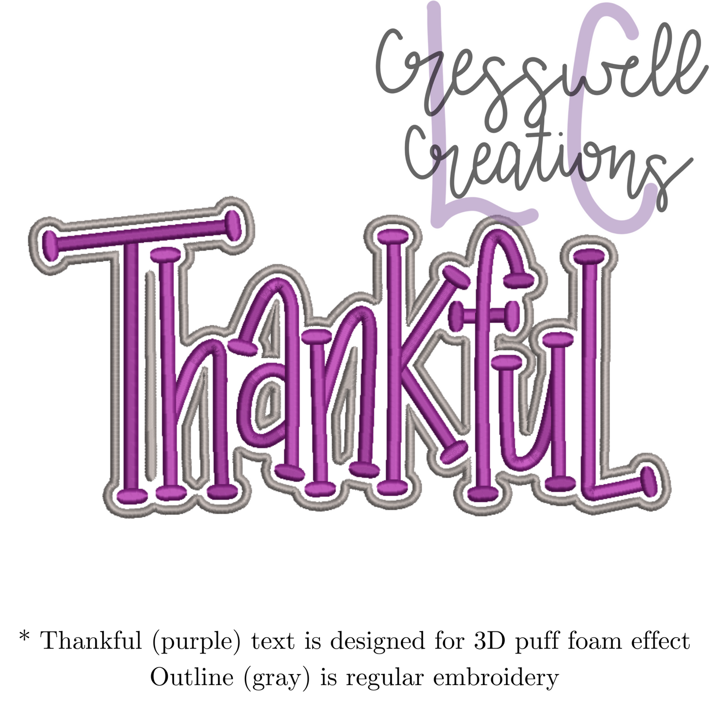Thankful 3D Puff Machine Embroidery Design
