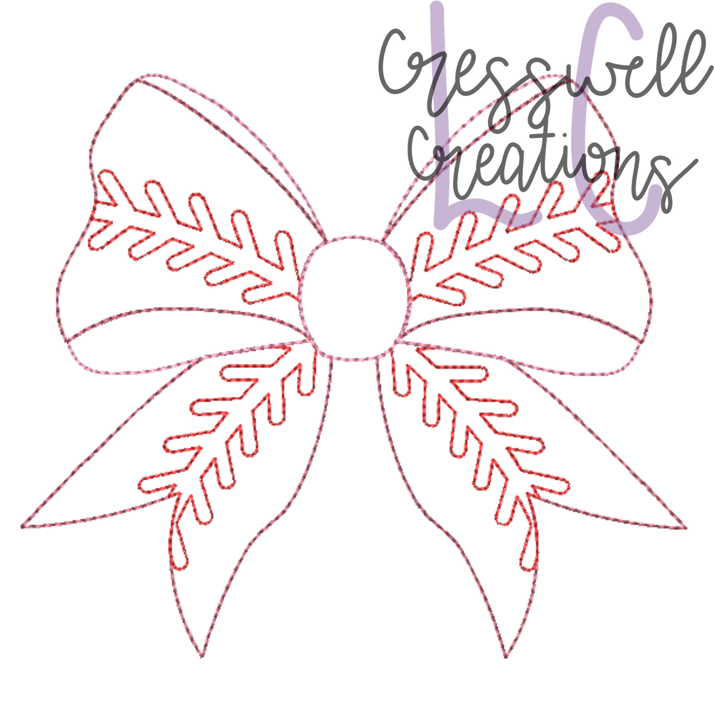 Baseball / Softball Bow Bean Stitch Applique Machine Embroidery Design