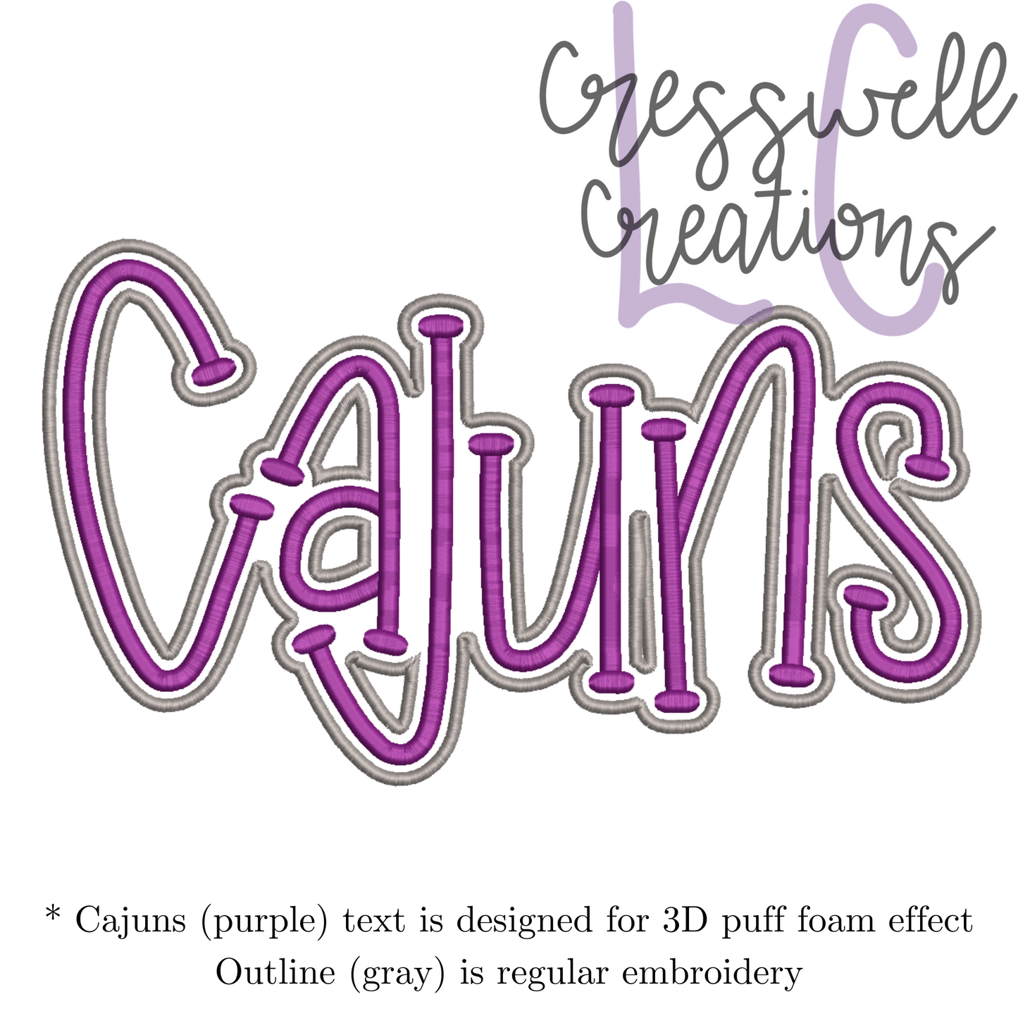 Cajuns 3D Puff Machine Embroidery Design