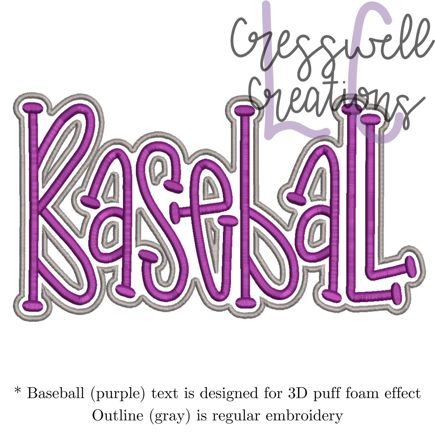 Baseball 3D Puff Machine Embroidery Design
