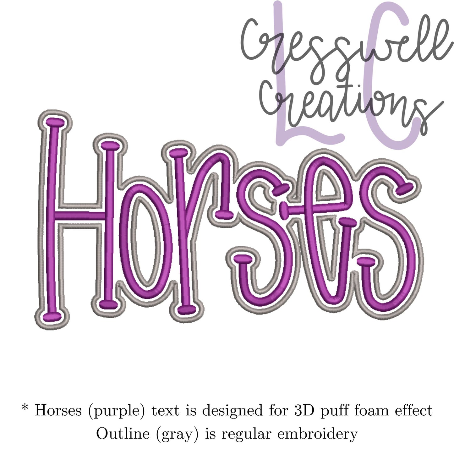 Horses 3D Puff Machine Embroidery Design
